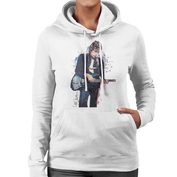 Sidney Maurer Original Portrait Of Bob Dylan On Bass Womens Hooded Sweatshirt - Womens Hooded Sweatshirt
