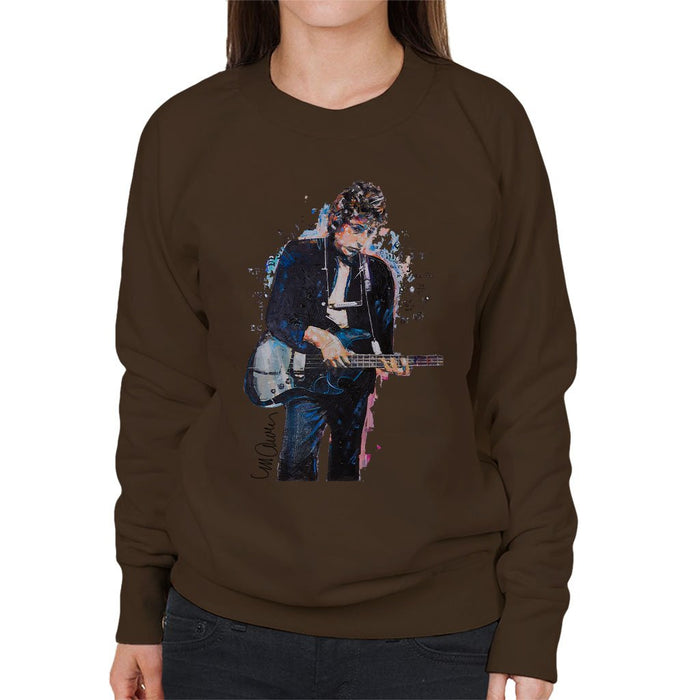 Sidney Maurer Original Portrait Of Bob Dylan On Bass Womens Sweatshirt - Womens Sweatshirt