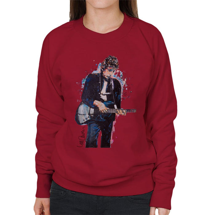 Sidney Maurer Original Portrait Of Bob Dylan On Bass Womens Sweatshirt - Womens Sweatshirt