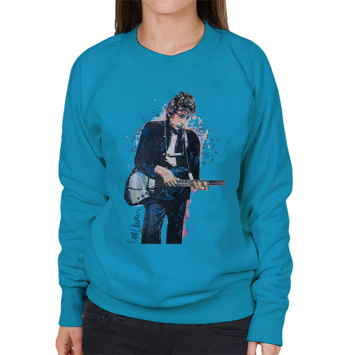 Sidney Maurer Original Portrait Of Bob Dylan On Bass Womens Sweatshirt - Womens Sweatshirt