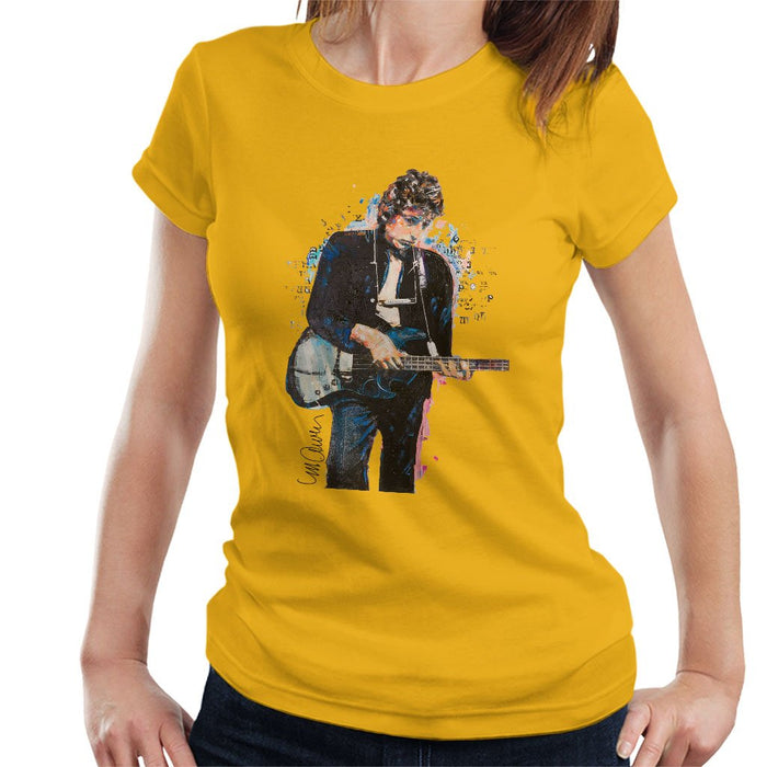 Sidney Maurer Original Portrait Of Bob Dylan On Bass Womens T-Shirt - Womens T-Shirt