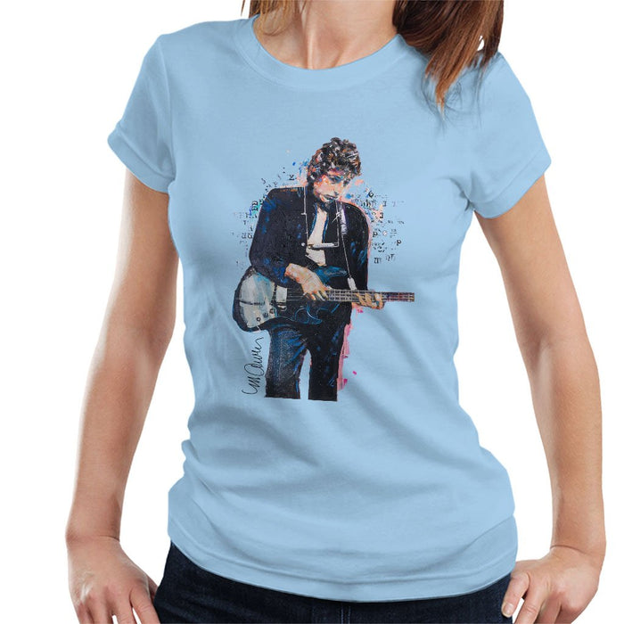 Sidney Maurer Original Portrait Of Bob Dylan On Bass Womens T-Shirt - Womens T-Shirt