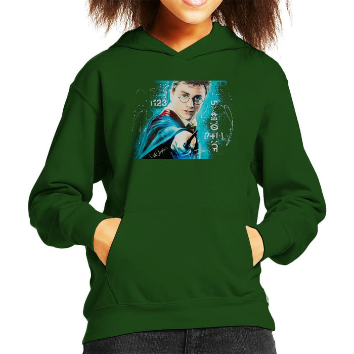 Sidney Maurer Original Portrait Of Daniel Radcliffe Harry Potter Kids Hooded Sweatshirt - Kids Boys Hooded Sweatshirt