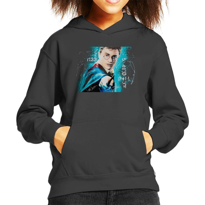 Sidney Maurer Original Portrait Of Daniel Radcliffe Harry Potter Kids Hooded Sweatshirt - Kids Boys Hooded Sweatshirt