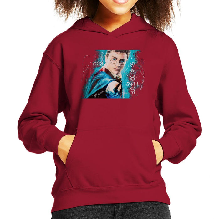 Sidney Maurer Original Portrait Of Daniel Radcliffe Harry Potter Kids Hooded Sweatshirt - Kids Boys Hooded Sweatshirt