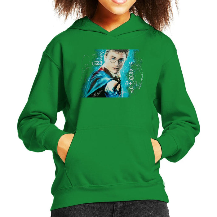 Sidney Maurer Original Portrait Of Daniel Radcliffe Harry Potter Kids Hooded Sweatshirt - Kids Boys Hooded Sweatshirt