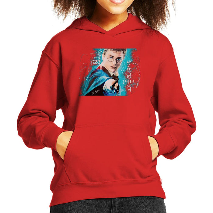 Sidney Maurer Original Portrait Of Daniel Radcliffe Harry Potter Kids Hooded Sweatshirt - Kids Boys Hooded Sweatshirt