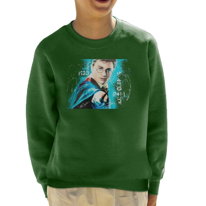 Sidney Maurer Original Portrait Of Daniel Radcliffe Harry Potter Kids Sweatshirt - Kids Boys Sweatshirt