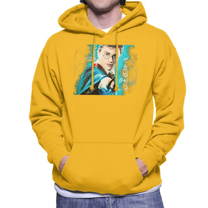 Sidney Maurer Original Portrait Of Daniel Radcliffe Harry Potter Mens Hooded Sweatshirt - Small / Gold - Mens Hooded Sweatshirt