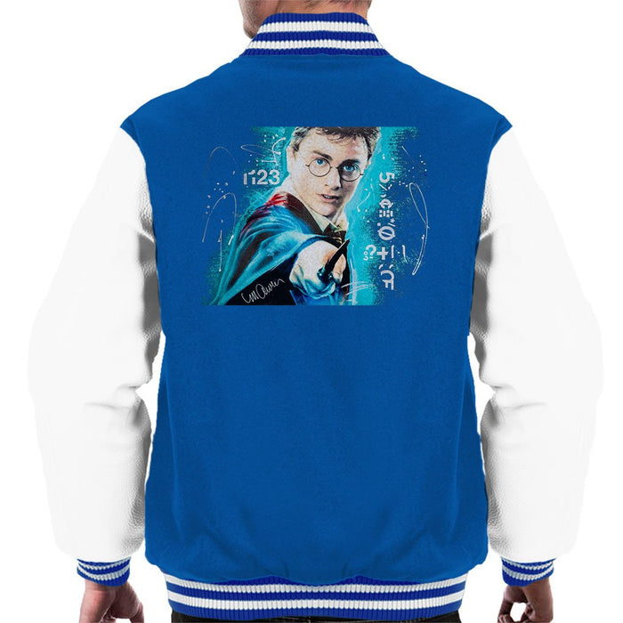 Sidney Maurer Original Portrait Of Daniel Radcliffe Harry Potter Mens Varsity Jacket - Small / Royal/White - Mens Varsity Jacket