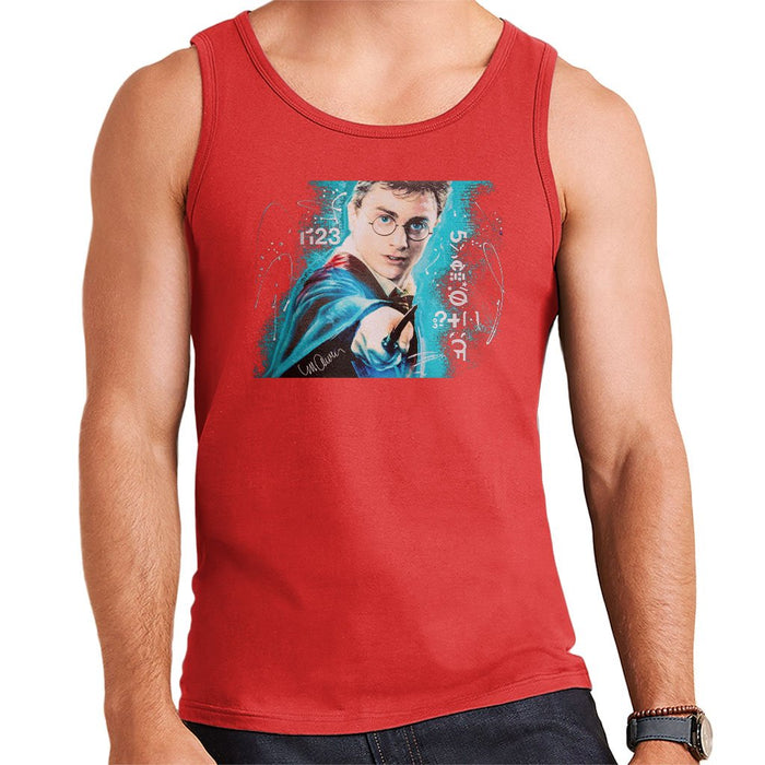 Sidney Maurer Original Portrait Of Daniel Radcliffe Harry Potter Mens Vest - Small / Red - Mens Vest