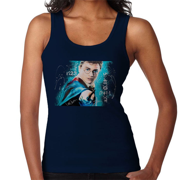 Sidney Maurer Original Portrait Of Daniel Radcliffe Harry Potter Womens Vest - Small / Navy Blue - Womens Vest