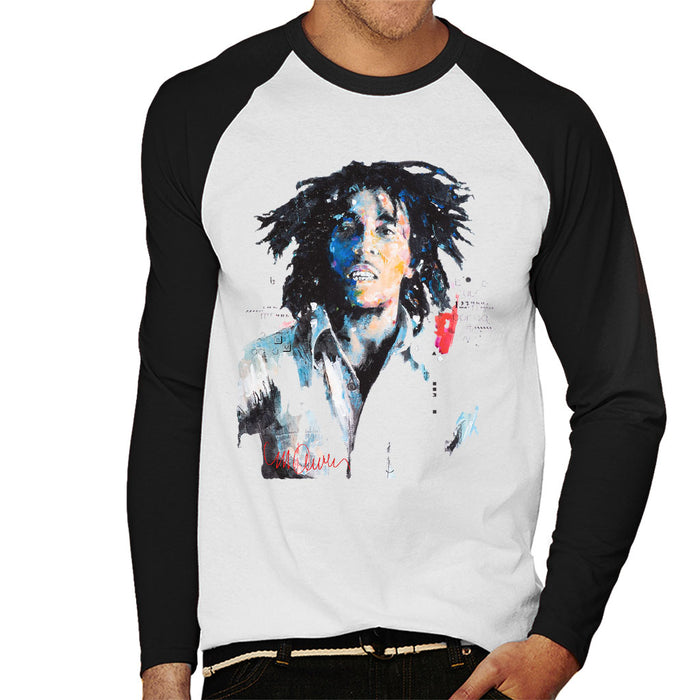 Sidney Maurer Original Portrait Of Bob Marley Men's Baseball Long Sleeved T-Shirt