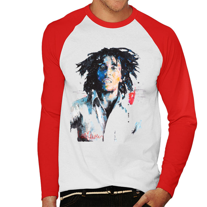 Sidney Maurer Original Portrait Of Bob Marley Men's Baseball Long Sleeved T-Shirt
