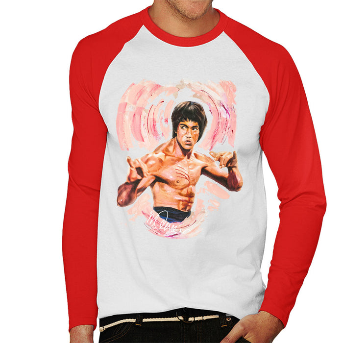 Sidney Maurer Original Portrait Of Bruce Lee Enter The Dragon Men's Baseball Long Sleeved T-Shirt