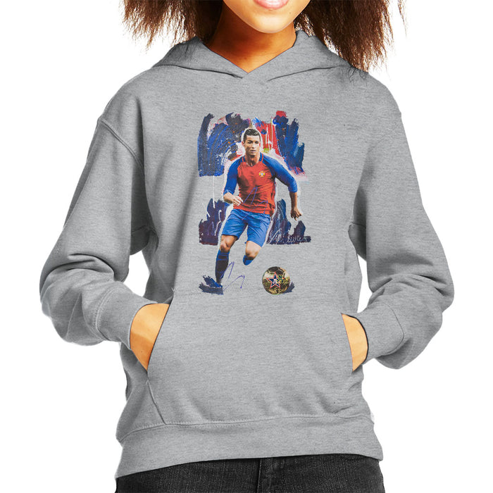 Sidney Maurer Original Portrait Of Cristiano Ronaldo Kid's Hooded Sweatshirt
