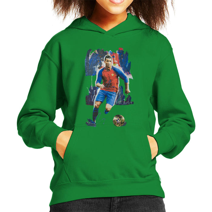 Sidney Maurer Original Portrait Of Cristiano Ronaldo Kid's Hooded Sweatshirt