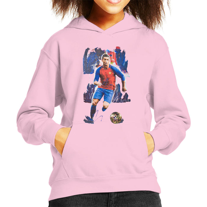 Sidney Maurer Original Portrait Of Cristiano Ronaldo Kid's Hooded Sweatshirt