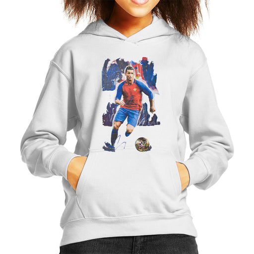 Sidney Maurer Original Portrait Of Cristiano Ronaldo Kid's Hooded Sweatshirt