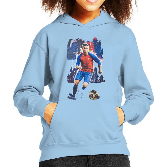 Sidney Maurer Original Portrait Of Cristiano Ronaldo Kid's Hooded Sweatshirt
