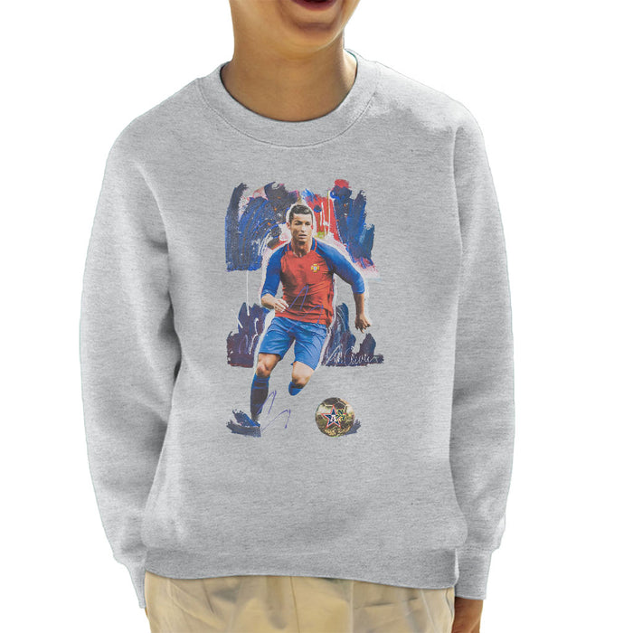 Sidney Maurer Original Portrait Of Cristiano Ronaldo Kid's Sweatshirt