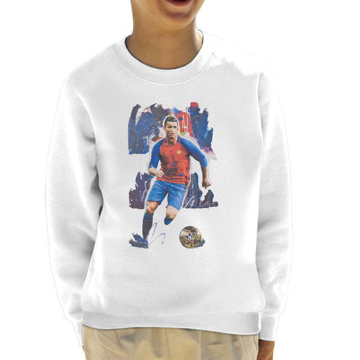 Sidney Maurer Original Portrait Of Cristiano Ronaldo Kid's Sweatshirt