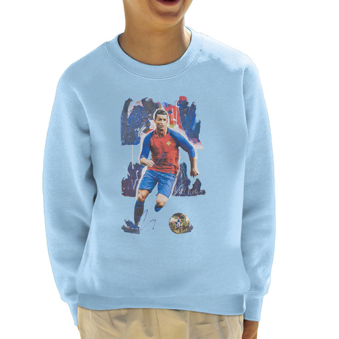 Sidney Maurer Original Portrait Of Cristiano Ronaldo Kid's Sweatshirt