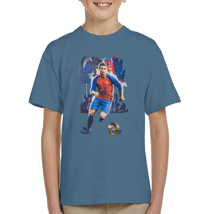 Sidney Maurer Original Portrait Of Cristiano Ronaldo Kid's T-Shirt