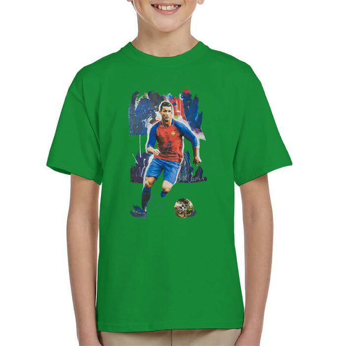 Sidney Maurer Original Portrait Of Cristiano Ronaldo Kid's T-Shirt