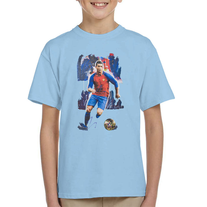Sidney Maurer Original Portrait Of Cristiano Ronaldo Kid's T-Shirt