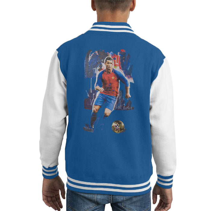 Sidney Maurer Original Portrait Of Cristiano Ronaldo Kid's Varsity Jacket