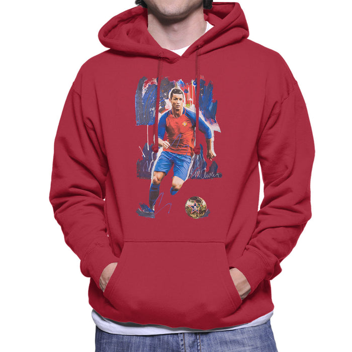 Sidney Maurer Original Portrait Of Cristiano Ronaldo Men's Hooded Sweatshirt
