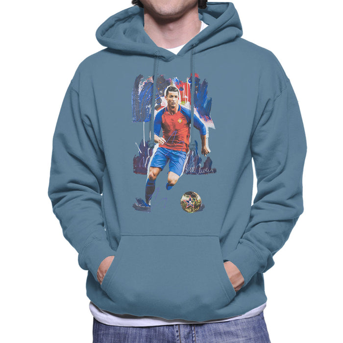 Sidney Maurer Original Portrait Of Cristiano Ronaldo Men's Hooded Sweatshirt