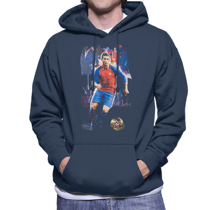 Sidney Maurer Original Portrait Of Cristiano Ronaldo Men's Hooded Sweatshirt