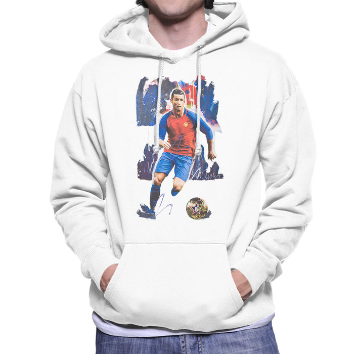 Sidney Maurer Original Portrait Of Cristiano Ronaldo Men's Hooded Sweatshirt