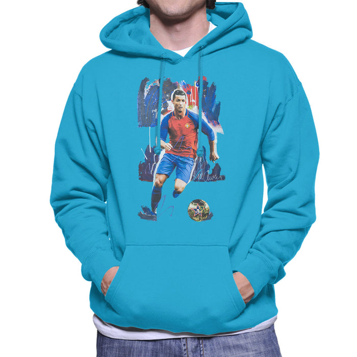 Sidney Maurer Original Portrait Of Cristiano Ronaldo Men's Hooded Sweatshirt