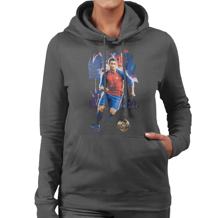 Sidney Maurer Original Portrait Of Cristiano Ronaldo Women's Hooded Sweatshirt