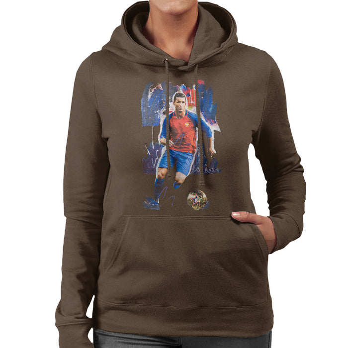 Sidney Maurer Original Portrait Of Cristiano Ronaldo Women's Hooded Sweatshirt