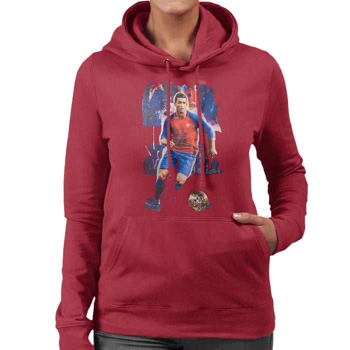 Sidney Maurer Original Portrait Of Cristiano Ronaldo Women's Hooded Sweatshirt