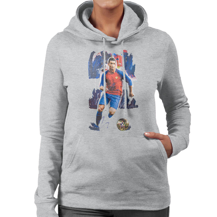 Sidney Maurer Original Portrait Of Cristiano Ronaldo Women's Hooded Sweatshirt