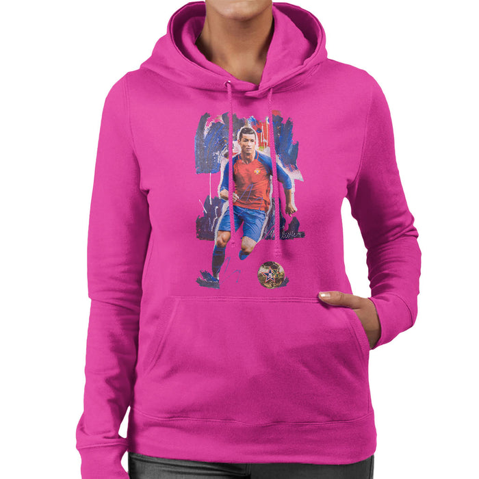 Sidney Maurer Original Portrait Of Cristiano Ronaldo Women's Hooded Sweatshirt