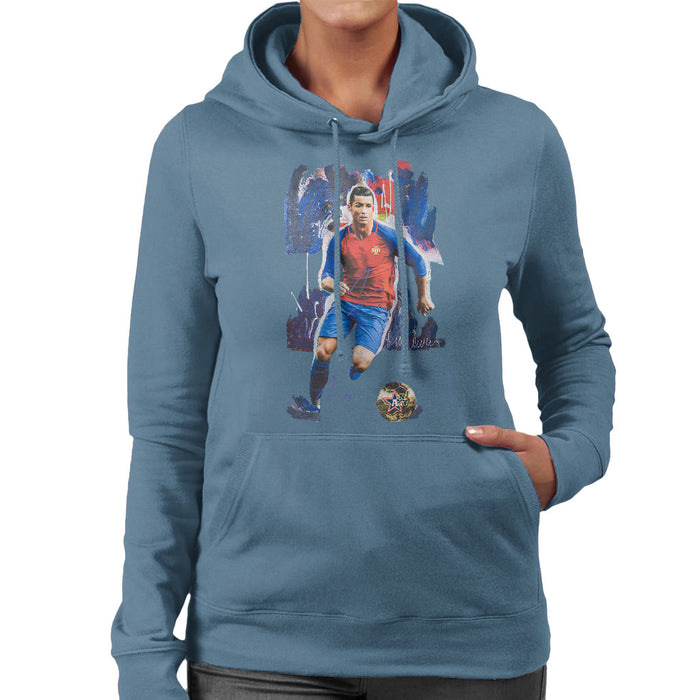 Sidney Maurer Original Portrait Of Cristiano Ronaldo Women's Hooded Sweatshirt