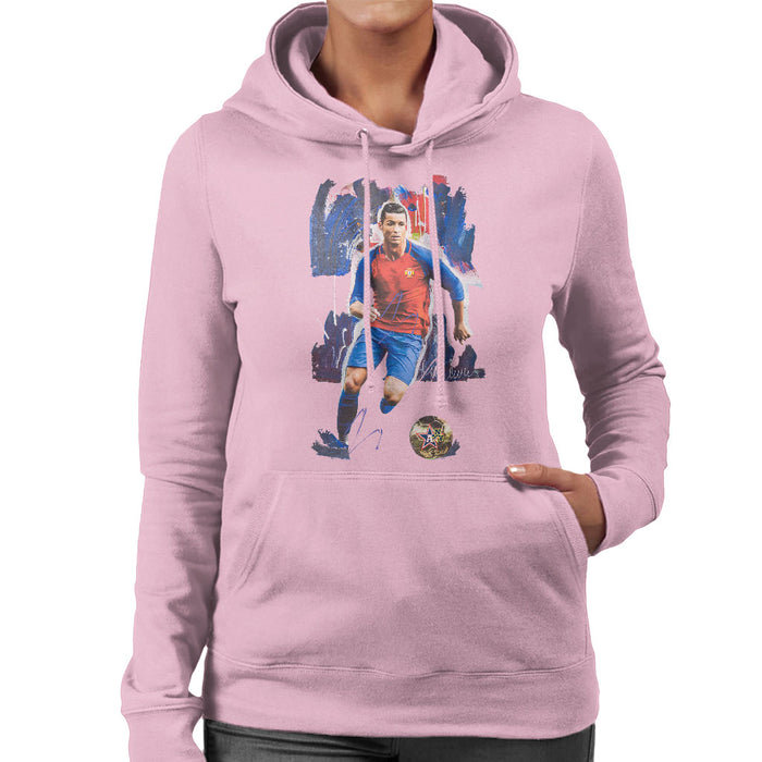 Sidney Maurer Original Portrait Of Cristiano Ronaldo Women's Hooded Sweatshirt