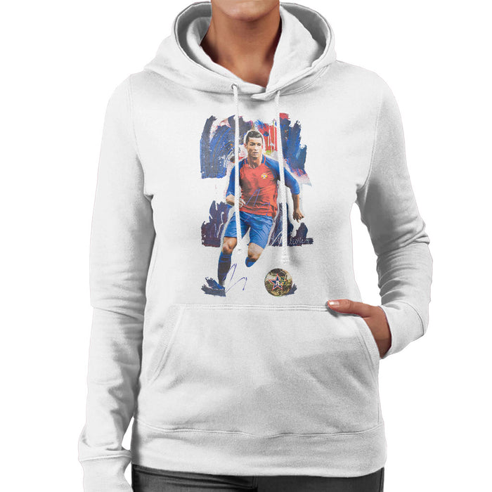 Sidney Maurer Original Portrait Of Cristiano Ronaldo Women's Hooded Sweatshirt