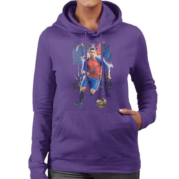 Sidney Maurer Original Portrait Of Cristiano Ronaldo Women's Hooded Sweatshirt