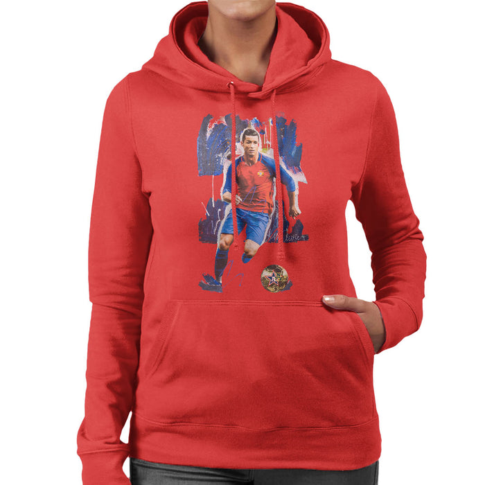 Sidney Maurer Original Portrait Of Cristiano Ronaldo Women's Hooded Sweatshirt