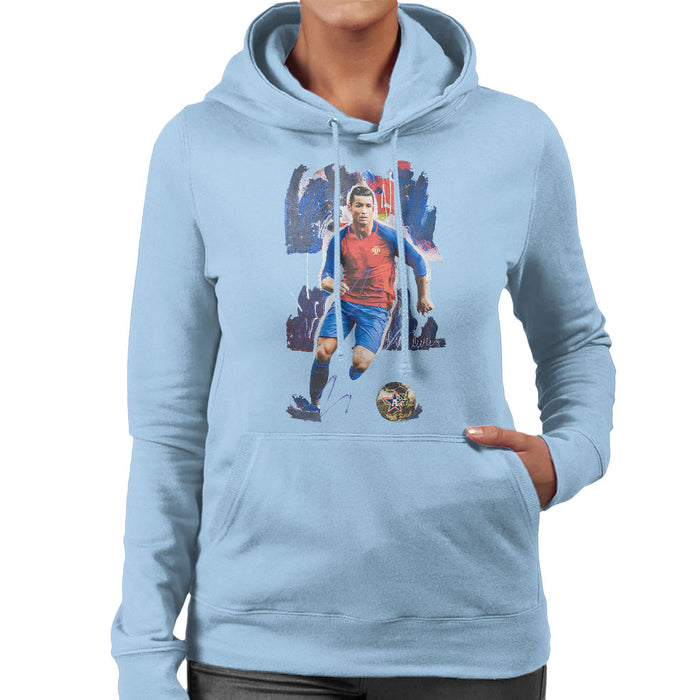 Sidney Maurer Original Portrait Of Cristiano Ronaldo Women's Hooded Sweatshirt
