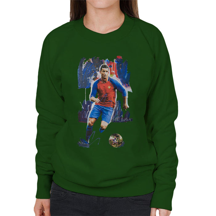 Sidney Maurer Original Portrait Of Cristiano Ronaldo Women's Sweatshirt