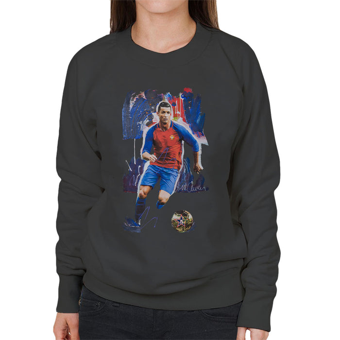 Sidney Maurer Original Portrait Of Cristiano Ronaldo Women's Sweatshirt