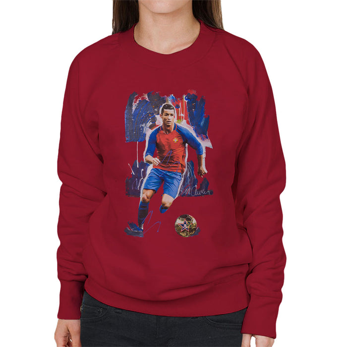 Sidney Maurer Original Portrait Of Cristiano Ronaldo Women's Sweatshirt